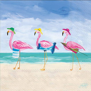 Beach Flamingos Cocktail Napkin