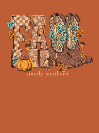 Fall Boots Short Sleeve T-Shirt In Caramel