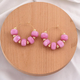 Boho Resin Beaded Hoop Earrings