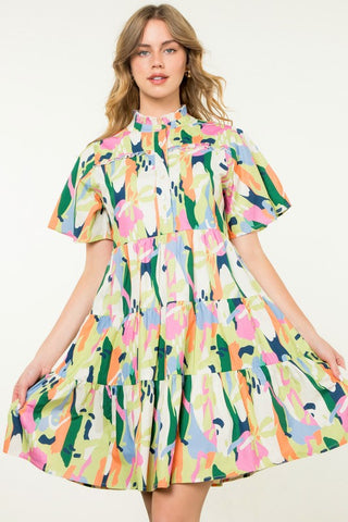 Colorful Breeze Dress In Lime