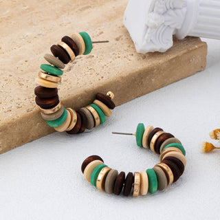 Earth-Tone Disc Beaded Hoops