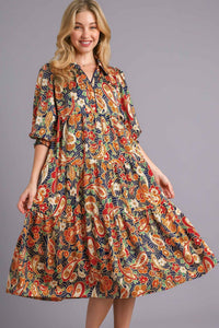 Floral Occasions Midi Dress in Navy
