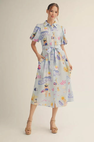 Just A Beach Trip Midi Dress in Blue