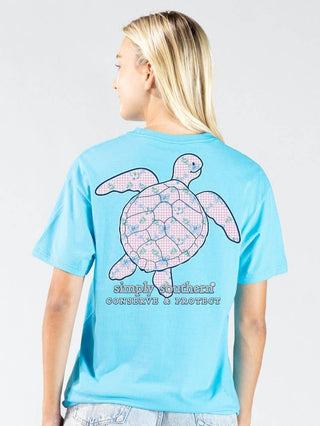 Turtle Tracker Bows T-Shirt in Lagoon