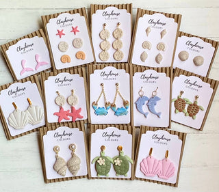 Beach Clay Earrings: Small Turtle