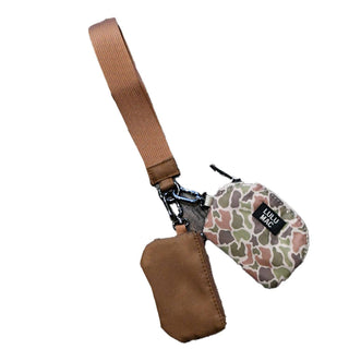 Lulu Mac Double Pouch Wristlet in Dark Camo/Brown