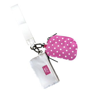 Lulu Mac Double Pouch Wristlet Hot Pink/White Dots