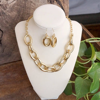 Chunky Chain Statement Necklace Set Gold & Silver Tones