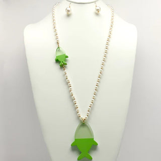 Fish & Friends Necklace Set in Green