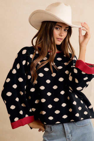 Dots Of Delight Sweater in Black