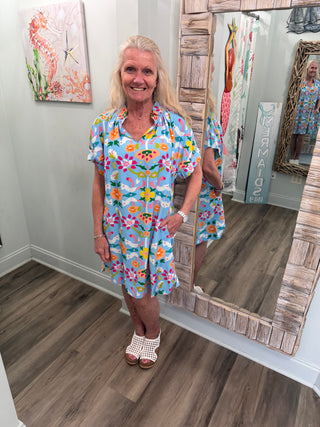 Seashore Breezes Dress in Blue Mix