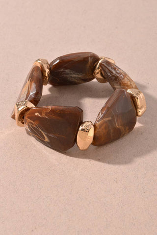 Chunky Marbled Resin Beaded Stretch Bracelet