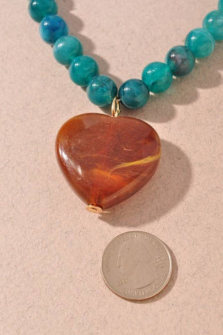 Marbled Bead Pendant Necklace