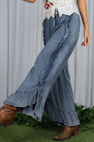 Just Something Extra Ruffle Hem Flare Jeans