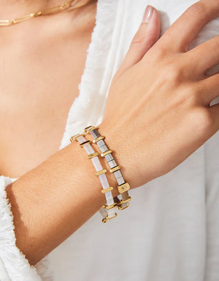 Kerra Stretch Bracelet Gold/Pearl