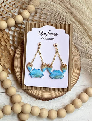 Beach Clay Earrings: Pearl Shell Dangles