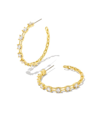 Lexi Hoop Earrings In Gold White Crystal