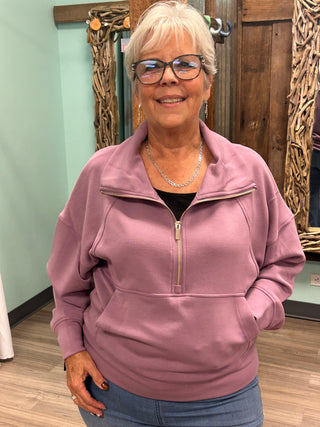 Come With Me Now Half-Zip Pullover in Grape