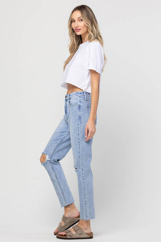 High Rise Distressed Mom Jeans