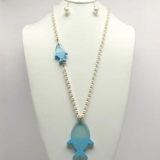 Fish & Friends Necklace Set in Blue