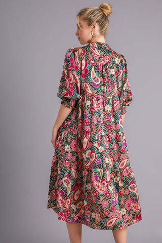 Floral Occasions Midi Dress in Teal Green
