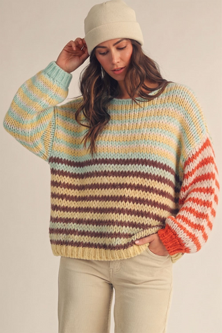 Colorful Whimsy Sweater In Multi Stripe