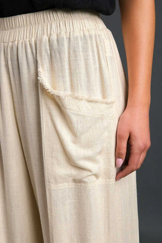Flowy Linen Pants in Oatmeal
