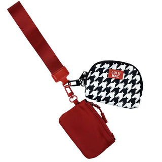 Lulu Mac Double Pouch Wristlet in Crimson Houndstooth