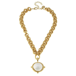 Gold Chain Necklace with Cotton Pearl