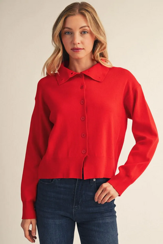 Clever Plans Sweater In Tomato Red