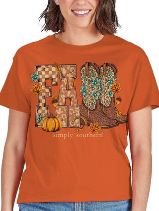 Fall Boots Short Sleeve T-Shirt In Caramel