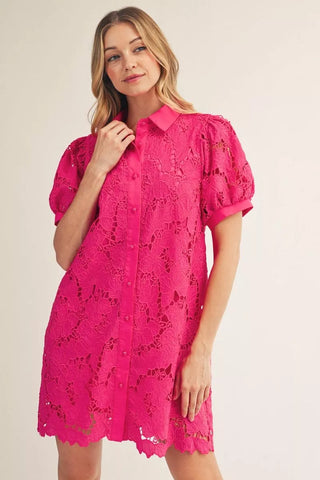 Fluttering Hearts Dress in Hot Pink
