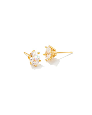 Cailin Crystal Stud Earrings In Gold Metal White CZ