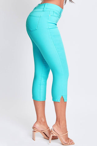 Junior Hyperstretch Pull On Capri With Side Slit: Junior / L / Midnight Blue