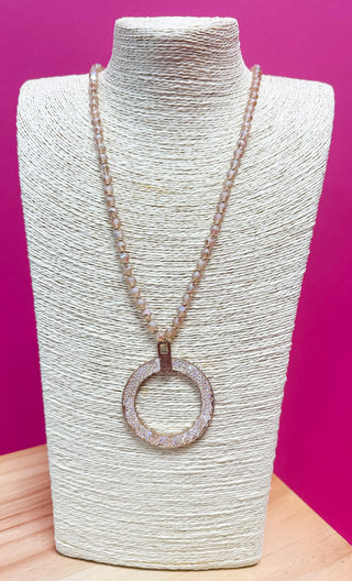 Circle Me Not Beaded Necklace in Champagne