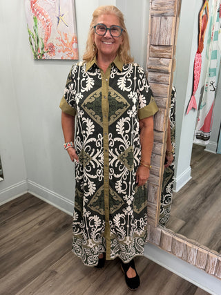 Rest Of The Best Midi Dress in Olive