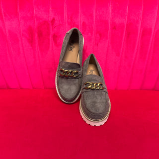 Literally Loafers In Light Grey Faux Suede