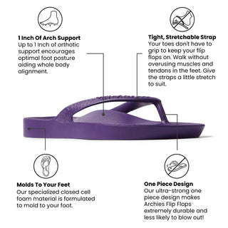 Archies Arch Support Flip Flops in Acai Purple