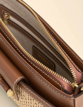 Straw Lane Phone Crossbody in Natural/Brown
