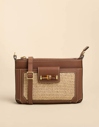 Straw Lane Phone Crossbody in Natural/Brown