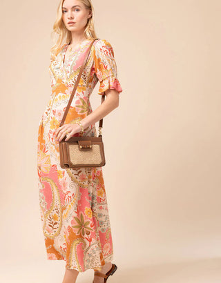 Straw Lane Phone Crossbody in Natural/Brown