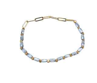 Half Glass Bead And Chain Stretch Bracelet