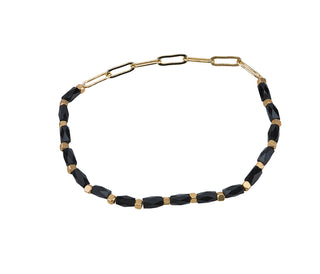 Half Glass Bead And Chain Stretch Bracelet
