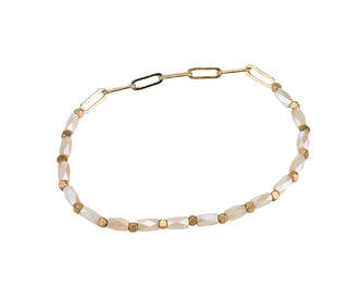 Half Glass Bead And Chain Stretch Bracelet