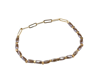 Half Glass Bead And Chain Stretch Bracelet
