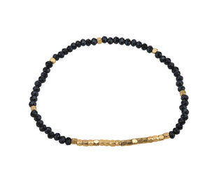 Half Glass Half Metal Bead Stretch Bracelet