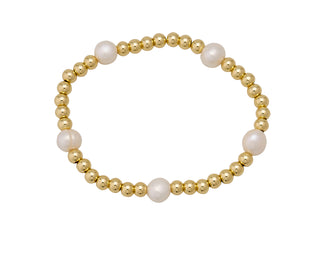 Water Resistant Ball Bead Bracelet with Pearl Accents