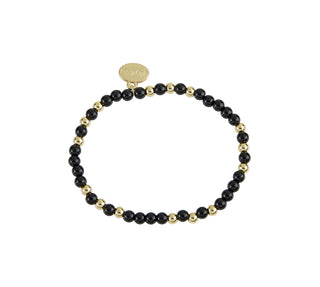 Glass Bead & Water Resistant Gold Bead Bracelet