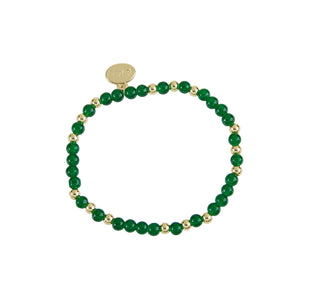 Glass Bead & Water Resistant Gold Bead Bracelet