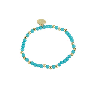 Glass Bead & Water Resistant Gold Bead Bracelet